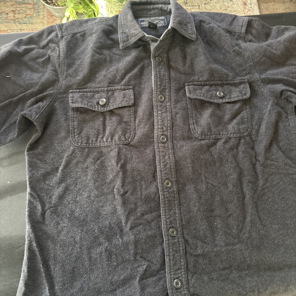 Grizzly Mountain Men's large gray Chamois Flannel GRAY Button Front Shirt - Picture 6 of 10